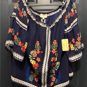 Lucky Brand Navy Floral Blouse